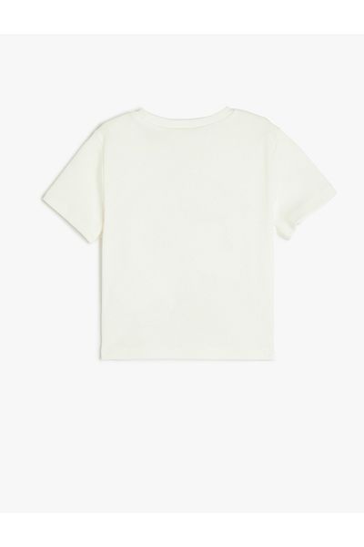 Koton Snoopy Printed Crew Neck Short Sleeve Cotton Licensed Crop T-Shirt