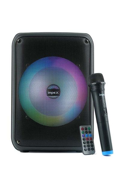İMPEX مكبر صوت محمول بعجلات بقوة 800 واط PMPO، مكبر صوت بشاشة LED - BT/FM/USB/TF/AUX، TWS، ميكروفون لاسلكي