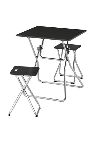 IKEA GUNDE, mutfak masası takımı, siyah, 2 tabureli