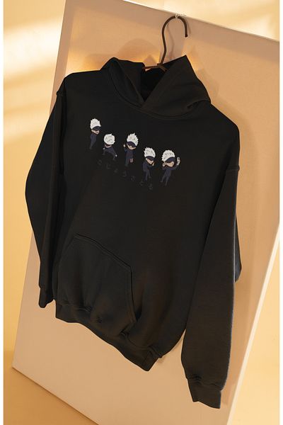 Fuddy Moda Hanorac cu glugă supradimensionat unisex cu model Jujutsu Kaisen Gojo Chibi