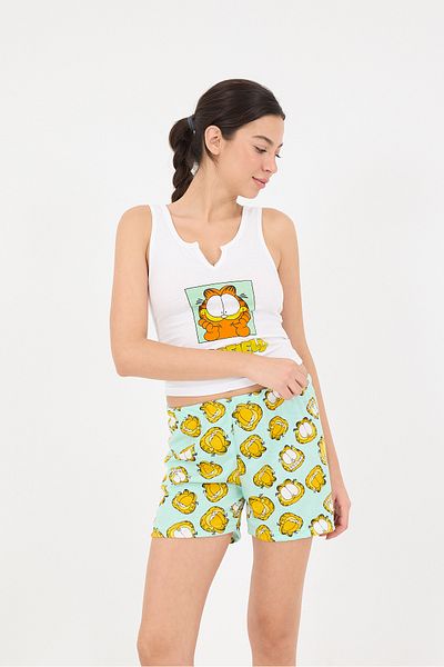 Addax Ş097-T5 Model Printed Pajama Set with Shorts