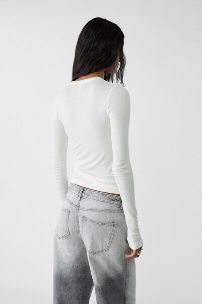 Stradivarius Ribbed long sleeve T-shirt