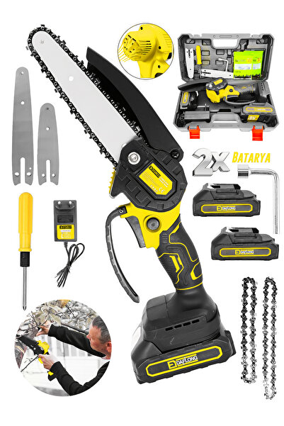 DAFLONG Kömürsüz Dal Budama Testeresi Çiftpala Çift Batarya -sarı