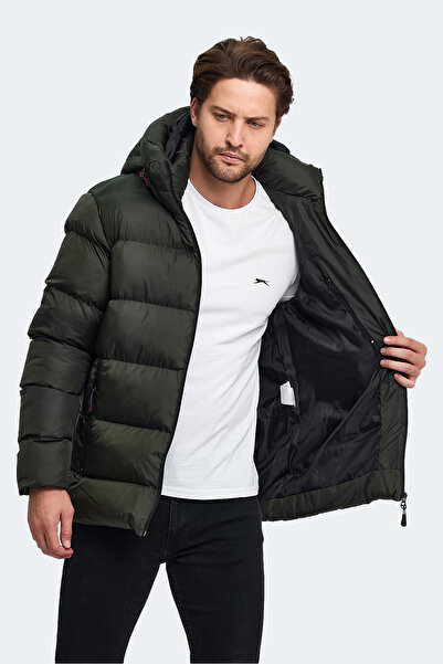Slazenger HANK Erkek Kapüşonlu Şişme Haki Mont & Kaban