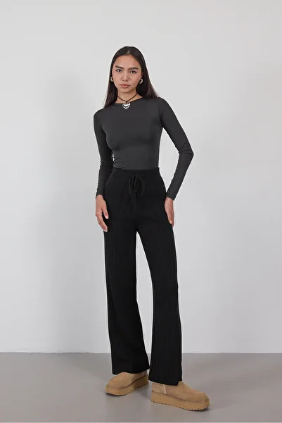Addax Elastic Waist Front Tie Knitwear Pants Pn188-C3