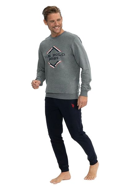 U.S. Polo Assn. Nás Polo Assn. 18818 Pánské – pohodlné domácí oblečení, dlouhý rukáv, kulatý výstřih a elastické antracitové nohy