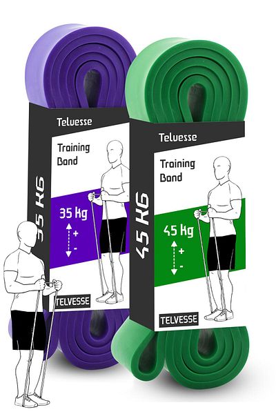 Telvesse Set de benzi de rezistență 35+45 KG - Bandă de antrenament pentru musculare, Fitness Pilates Cross Training