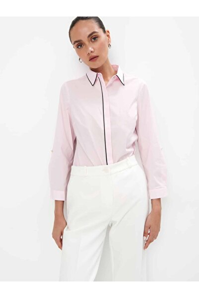 SELAZRA Nomi Gömlek Yaka Regular Fit Beyaz Renk Kadın Gömlek - 42, Pudra