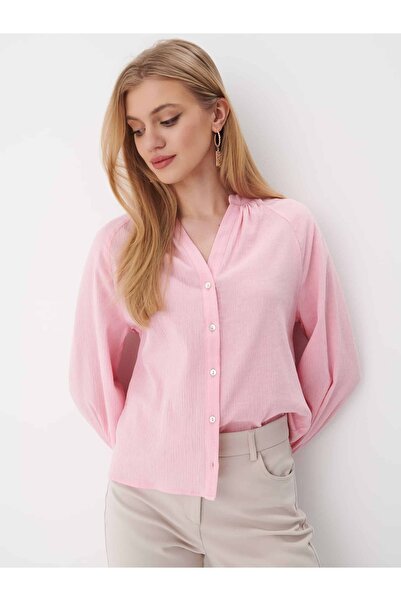 SELAZRA Rosel Hakim Yaka Regular Fit Lila Renk Kadın Gömlek