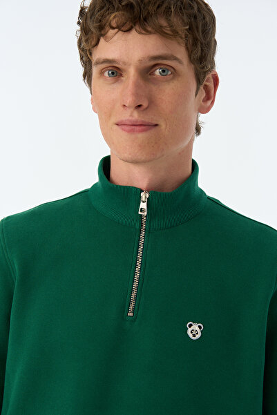WWF Market Panda Supersoft Quarter-Zip Sweatshirt - Nefti Green