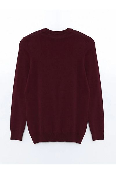 LC Waikiki LCWAIKIKI Pulover pentru bărbați, clasic, roșu Claret, cu mânecă lungă