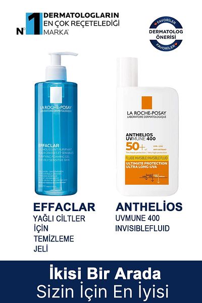La Roche Posay Anthelios Uvmune 400 Invisible Fluid Spf50+ 50 ml + La Roche Posay Effaclar Gel 400 m