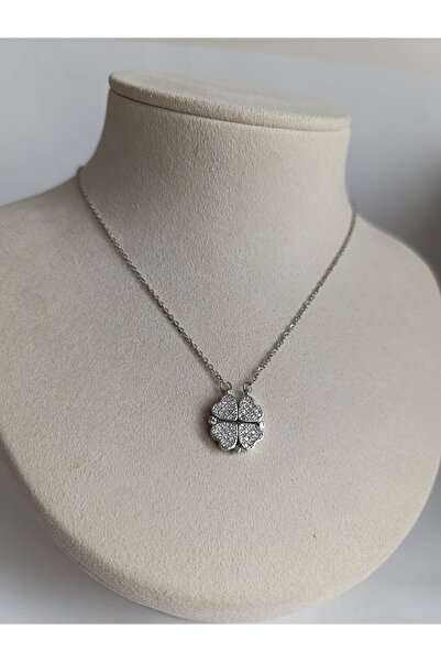 PileaD قلادة من الفولاذ على شكل قلب من حجر البرسيم الفضي 316 لتر مضمونة ضد التشويه (مع مغناطيس قابل للفتح)