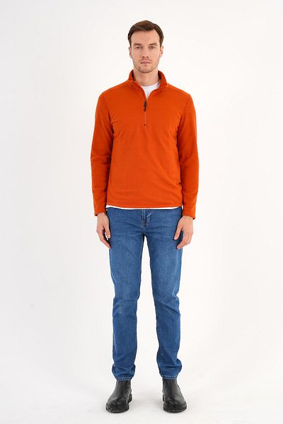Deri Company Πορτοκαλί φούτερ Fleece Ανδρικός γιακάς