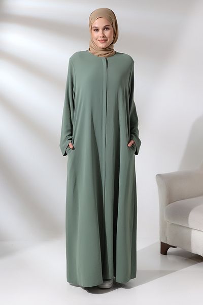 ihvanonline Γυναικείο φόρεμα Aerobin Hijab Ferace με κρυφό φερμουάρ Mint