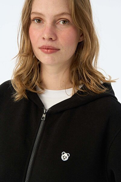 WWF Market Panda SuperSoft Full-Zip Hoodie με τσέπες - Μαύρο