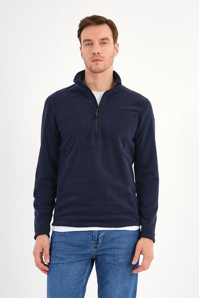 Deri Company Ανδρικό φούτερ Navy Blue Fleece με γιακά