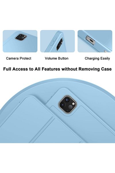 AWH New iPad Pro 13 Inch Case M4 (2024 Model, 7th Gen.) with Pencil Holder, Support Touch ID, SkyBlue
