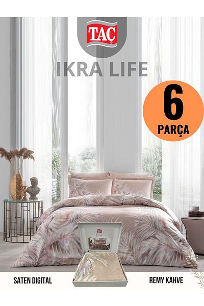 Taç Remy Brown Duvet Cover Set Double Digital Satin