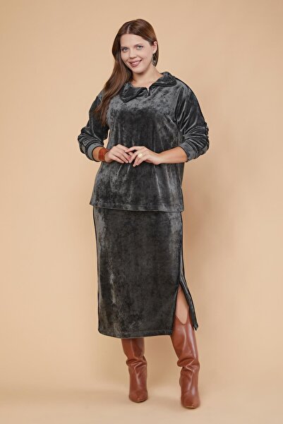 Lema تنورة مخملية محبوكة (21030)