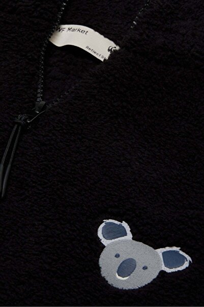 WWF Market Koala Sherpa Quarter-Zip Sweatshirt - Siyah