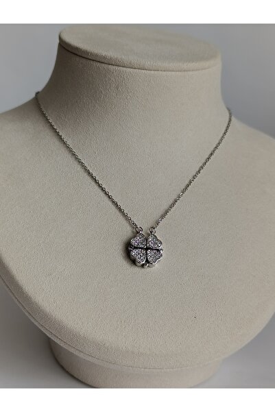 PileaD قلادة من الفولاذ على شكل قلب من حجر البرسيم الفضي 316 لتر مضمونة ضد التشويه (مع مغناطيس قابل للفتح)