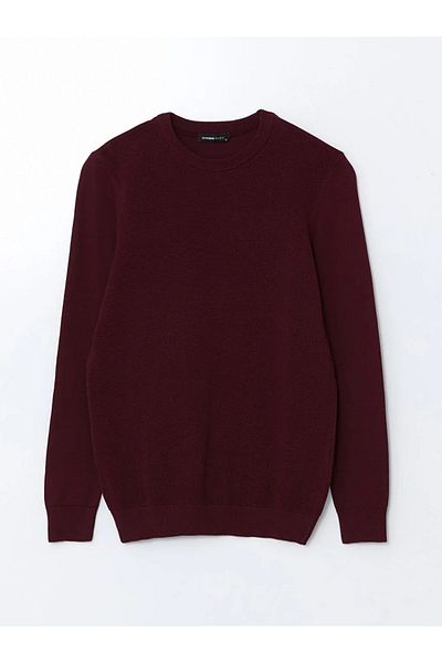 LC Waikiki LCWAIKIKI Pulover pentru bărbați, clasic, roșu Claret, cu mânecă lungă