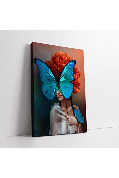 KOSS Dijital Pictură decorativă pe pânză cu portret de femeie cu fluture alba...