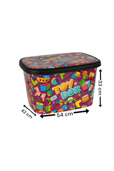 biedda 50 Liters 1 Piece Toy Box Mega Size Plastic Multi-Purpose Patterned Toy Storage Container and Organization Box