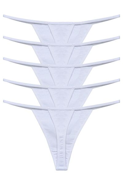 apak Women's White 5 Pack Pretty Ip Thong