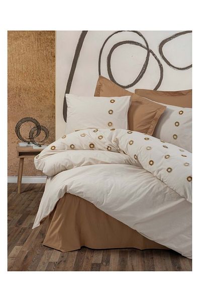 Cotton Box Σετ Παπλωματοθήκη Διπλό Brode Ranforce-nomi Beige