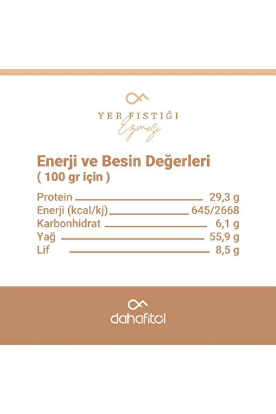 Dahafitol %100 Doğal Katkısız Fıstık Ezmesi 360 gr