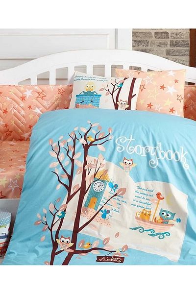 Hobby Dream Clock Blue Poplin Baby Bedding Set