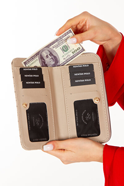 Newish Women's Patterned Vegan Leather Wallet with Card Holder and Paper Money Compartment Stylish