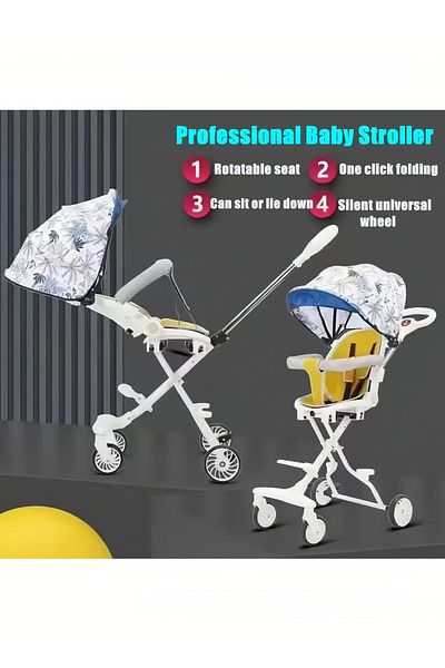 fulina Baby Stroller, With 360 Degree Wheels, Two-way Seat, 90×72×68cm, For 0-144 Months, White