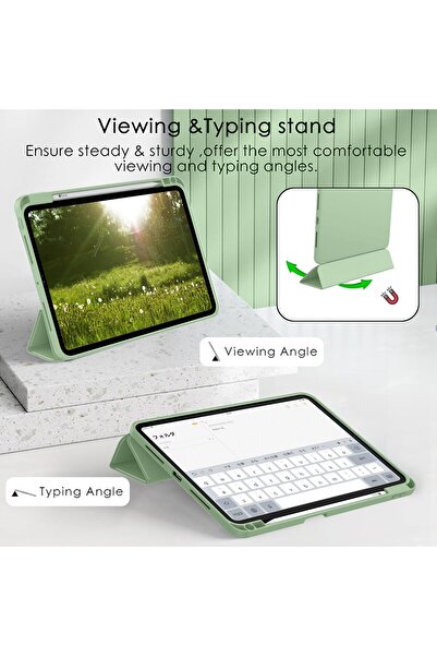 AWH حافظة جديدة لجهاز iPad Pro مقاس 13 بوصة M4 (موديل 2024، الجيل السابع) مع حامل قلم، ودعم Touch ID، باللون الأخضر الفاتح