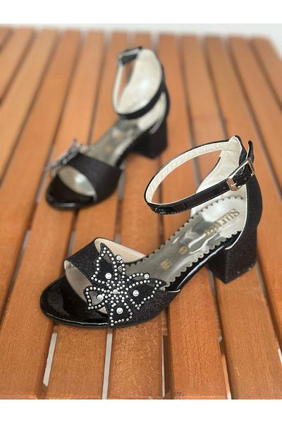 Surpie Shoes Pantofi cu toc pentru fete, pantofi cu toc cu detaliu fluture