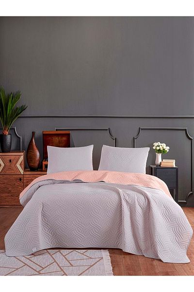 Colors Dilara Double Grey/Powder Bedspread Set - 220*240