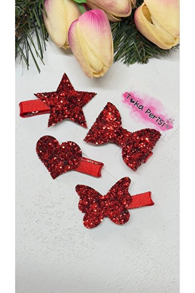 Toka Perisi Set de catarame model fluture cu arc stea cu inimă roșie