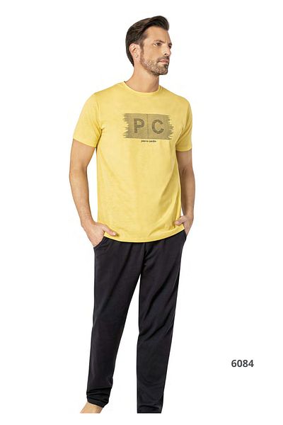 Pierre Cardin Men's Yellow Short Sleeve Printed Clothing Suit Two-Piece Suit