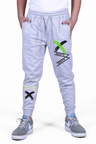 FYK KİDS Pantaloni de trening pentru bărbați cu imprimeu text gri