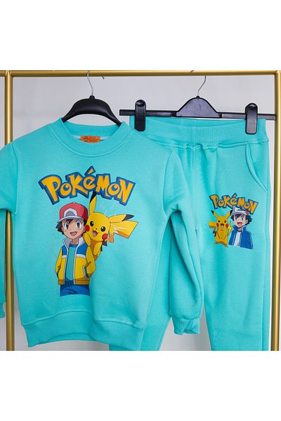 BookOrBook Pokemon Ash and Pikachu Pattern - 3 Thread Premium Raster Kids Tracksuit Set