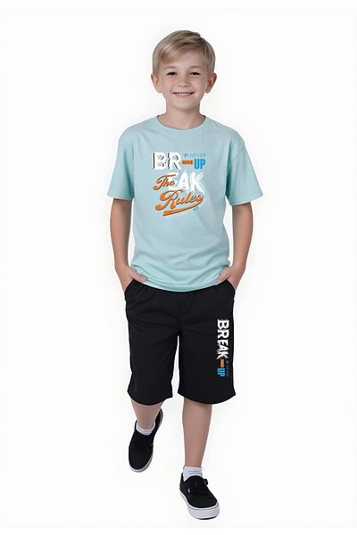 FYK KİDS Boy's Summer Break Printed Bottom-Top Suit