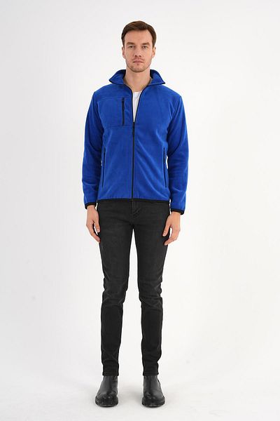 Deri Company Ανδρικό μπουφάν Fleece Saks Blue - Όρθιος γιακάς και φερμουάρ