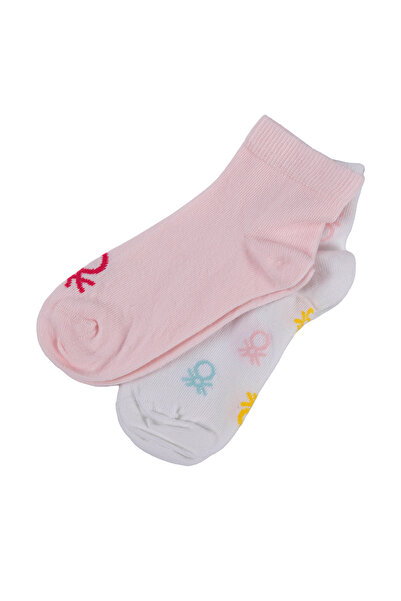 United Colors of Benetton Size 30-35 Girl's Logo Embroidered Woven 2-Piece Ballerina Socks 77277