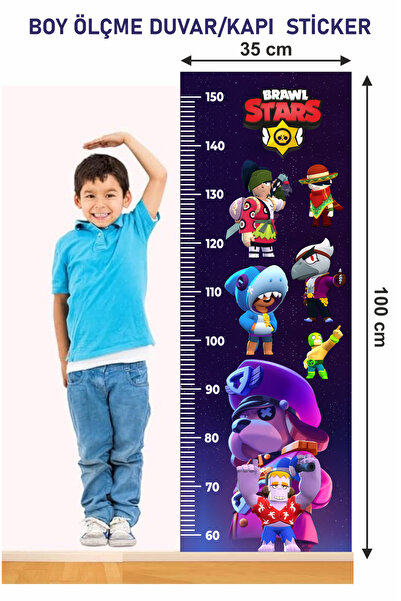 Home Brawl Stars Temalı Boy Ölçme Cetveli Çocuk Genç Odası Duvar Sticker