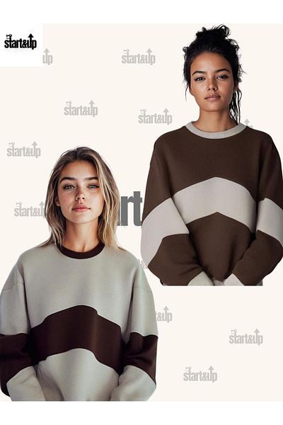 QUEENSTOWN Unisex μονόχρωμο σετ 2 φούτερ μεγάλου μεγέθους Oversize Crew Neck