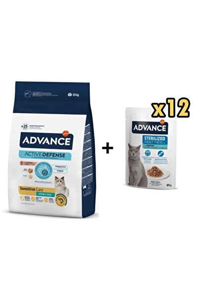 Advance Somonlu Kısırlaştırılmış Kedi Maması 10 Kg + 12 Adet Advance Morina B...