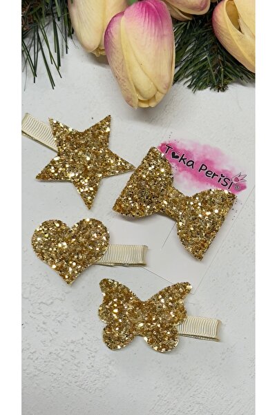 Toka Perisi Set de catarame cu sclipici model fluture cu fundita cu inimă de ...