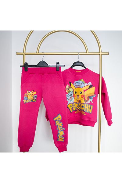 BookOrBook Pokemon Pikachu Pink 3 Thread Raster Premium Quality Kids Tracksuit Set